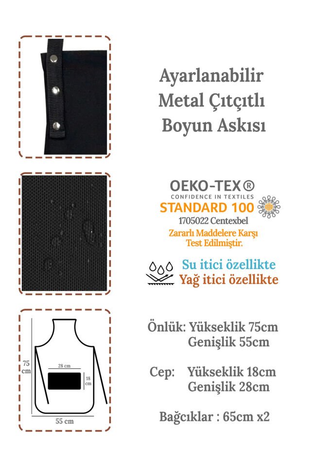 Mutfak Önlüğü Seti 2'li Leke Tutmaz Su itici Kumaş Şef Çeyiz Cepli Sarı Kahverengi Önlük 60 x 75 - Kırmızı - Siyah