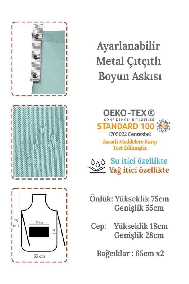 Mutfak Önlüğü Seti 2'li Leke Tutmaz Su Itici Kumaş Kedi Baskı Çeyiz Siyah Kedili Önlük 60 x 75 - Yeşil