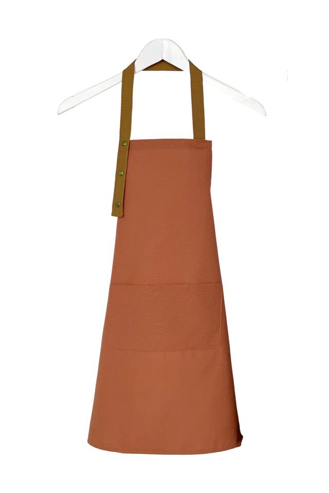 Mutfak Önlüğü Leke Tutmaz Su itici Kumaş Çıtçıtlı Boyun Askılı Yağ Yeşili / Yosun Önlük 55 x 75 - Terracotta