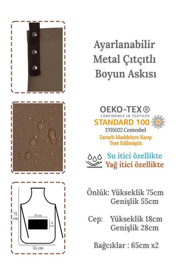 Mutfak Önlüğü Seti 2'li Leke Tutmaz Su itici Kumaş Solmaz Baskı Monstera Saksı Bitkileri Önlük 55 x 75 - Hardal - Kahve