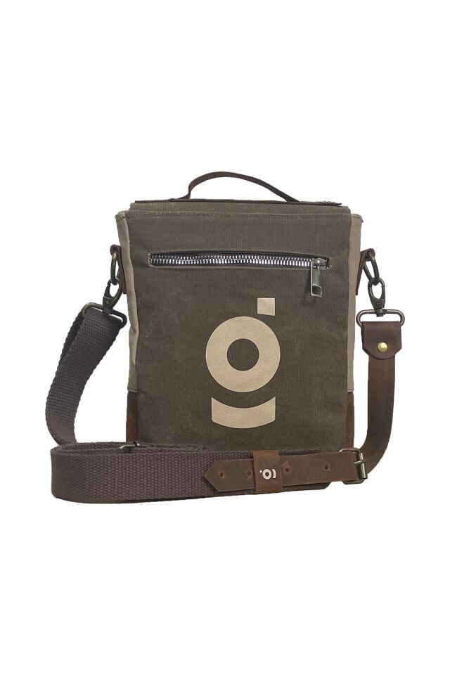 DUG Mumlu Kanvas & Hakiki Deri Postacı & El Çantası (Messenger Bag) 17x20 cm Kahverengi