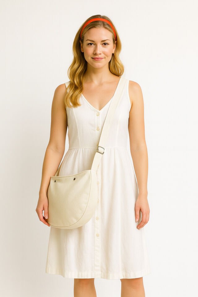 Pars Hurkel XL Omuz Çantası 44x28cm Kanvas Dokuma Kumaş Çift Katlı İç Cepli Geniş Hacimli Çanta Krem