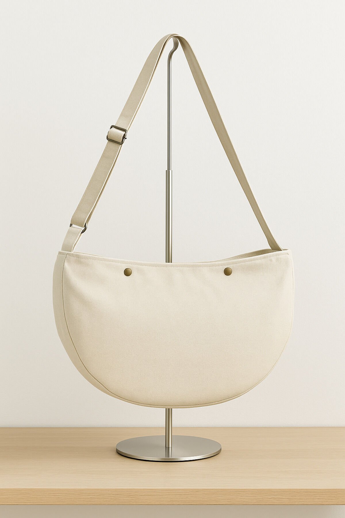 Pars Hurkel XL Omuz Çantası 44x28cm Kanvas Dokuma Kumaş Çift Katlı İç Cepli Geniş Hacimli Çanta Krem