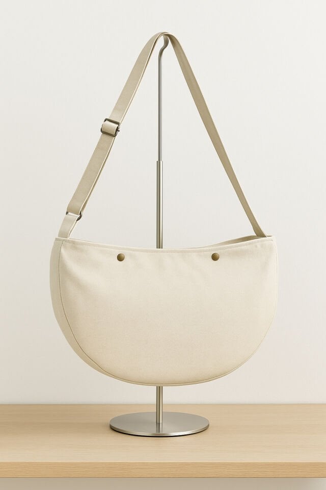 Pars Hurkel XL Omuz Çantası 44x28cm Kanvas Dokuma Kumaş Çift Katlı İç Cepli Geniş Hacimli Çanta Krem