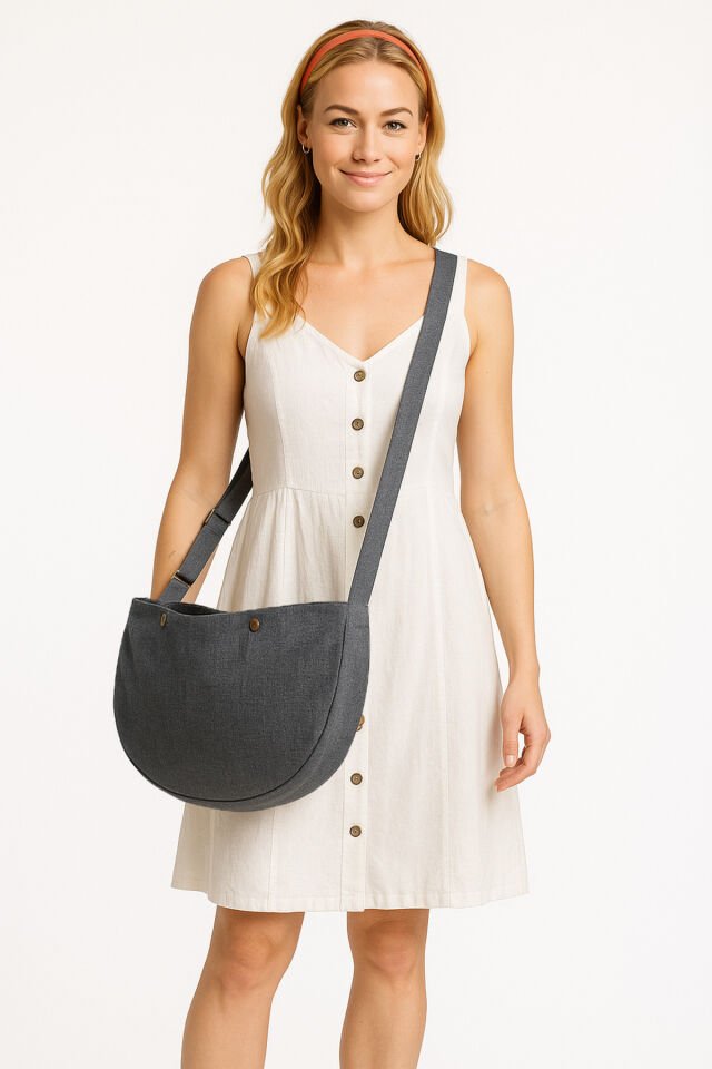 Pars Hurkel XL Omuz Çantası 44x28cm Kanvas Dokuma Kumaş Çift Katlı İç Cepli Geniş Hacimli Çanta Antrasit