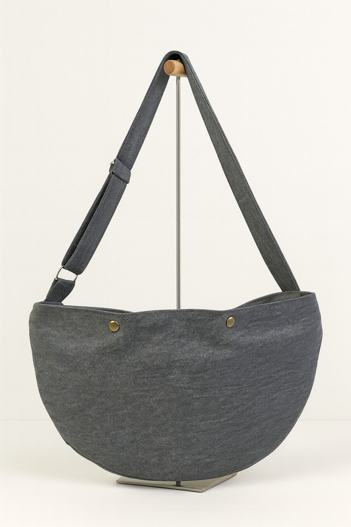 Pars Hurkel XL Omuz Çantası 44x28cm Kanvas Dokuma Kumaş Çift Katlı İç Cepli Geniş Hacimli Çanta Antrasit