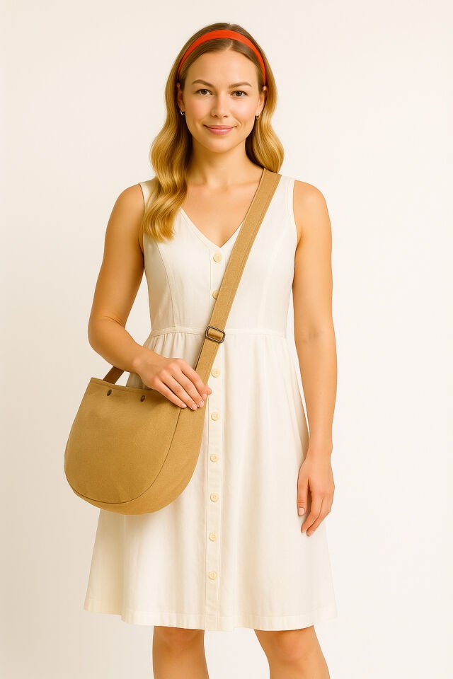 Pars Hurkel XL Omuz Çantası 44x28cm Kanvas Dokuma Kumaş Çift Katlı İç Cepli Geniş Hacimli Çanta Hardal