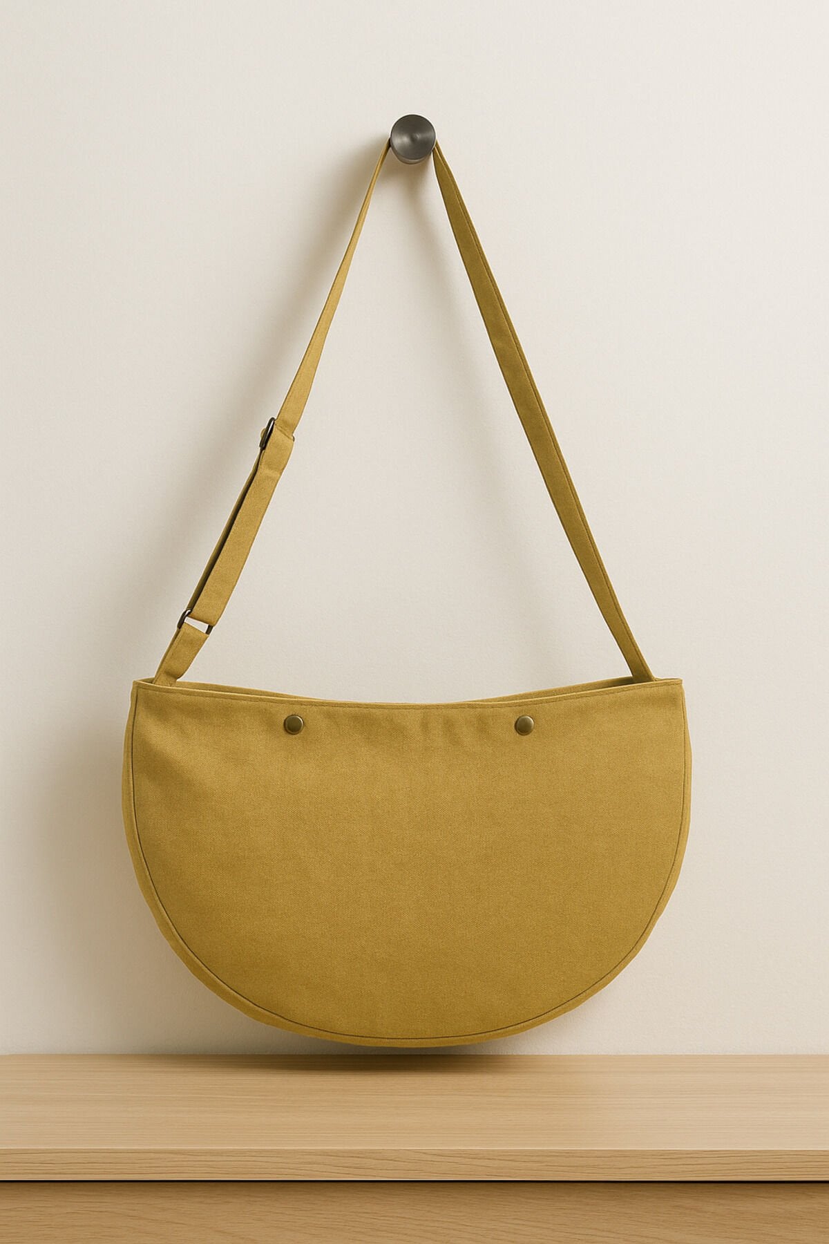 Pars Hurkel XL Omuz Çantası 44x28cm Kanvas Dokuma Kumaş Çift Katlı İç Cepli Geniş Hacimli Çanta Hardal