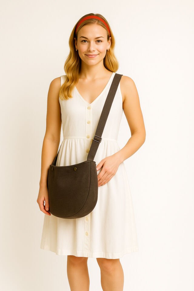 Pars Hurkel XL Omuz Çantası 44x28cm Kanvas Dokuma Kumaş Çift Katlı İç Cepli Geniş Hacimli Çanta Acıkahve