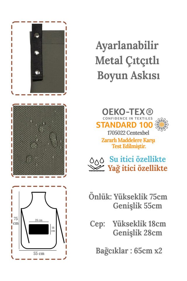 Mutfak Önlüğü Seti 2'li Leke Tutmaz Su Itici Kumaş Solmaz Baskı Chef & Taster Çeyiz Şef Önlük 60 x 75 - Yeşil