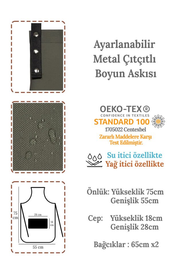 Mutfak Önlüğü Seti 2'li Leke Tutmaz Su itici Kumaş Solmaz Baskı Çiçek Kuş Önlük 60 x 75 - Su Yeşili - Yosun