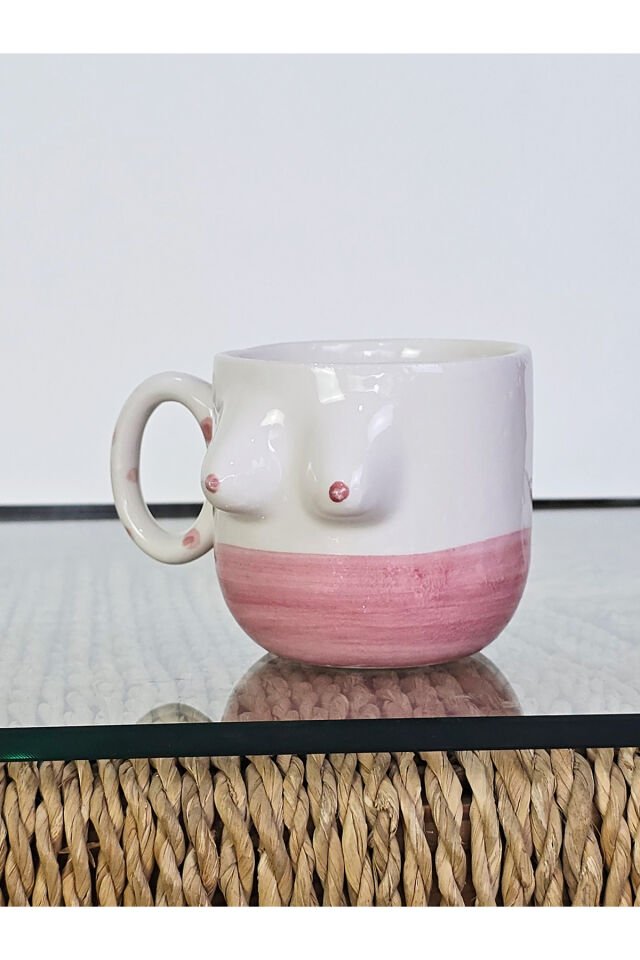 El Yapımı Seramik Kupa Kadın Memeli / Göğüslü Çay Kahve Fincanı Mug Bardak Tek Kupa