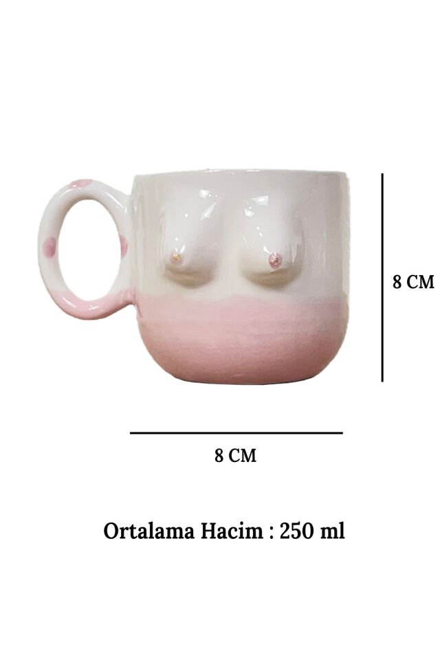 El Yapımı Seramik Kupa Kadın Memeli / Göğüslü Çay Kahve Fincanı Mug Bardak Tek Kupa