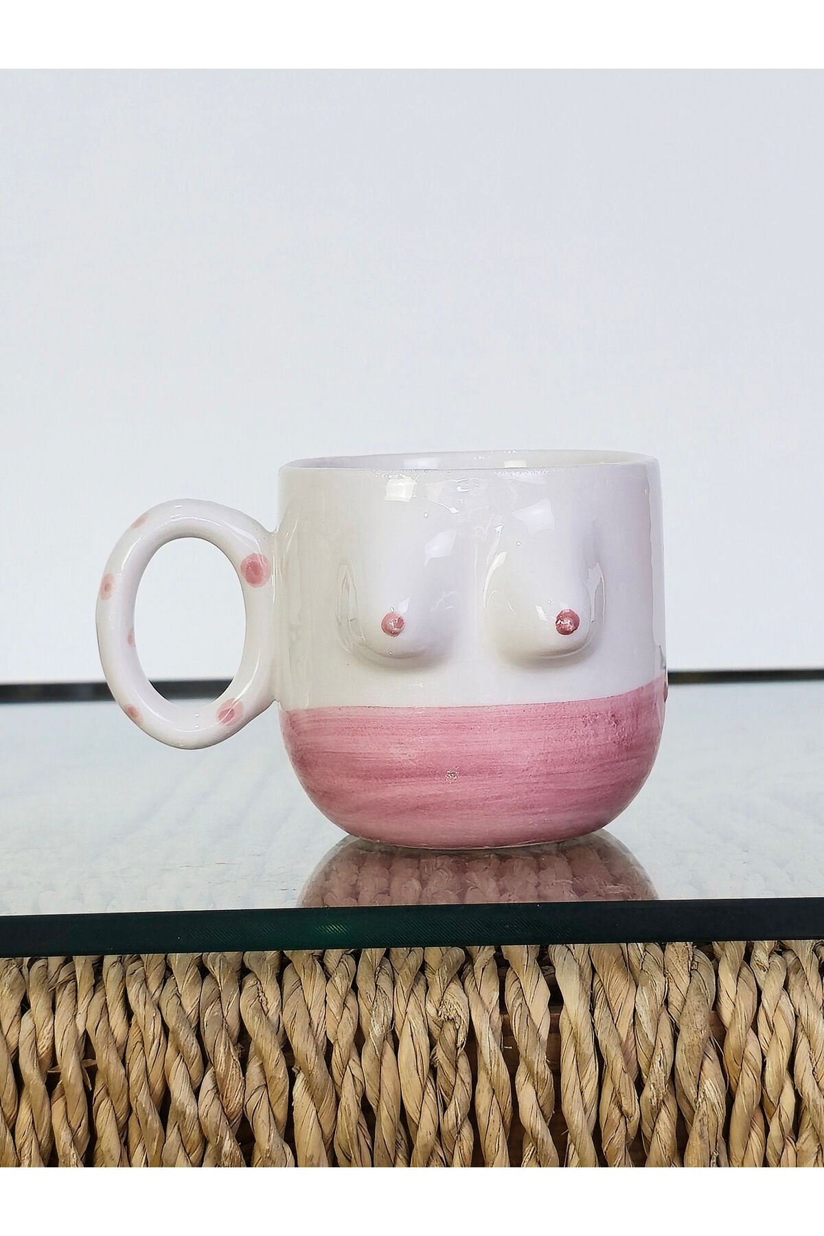 El Yapımı Seramik Kupa Kadın Memeli / Göğüslü Çay Kahve Fincanı Mug Bardak Tek Kupa