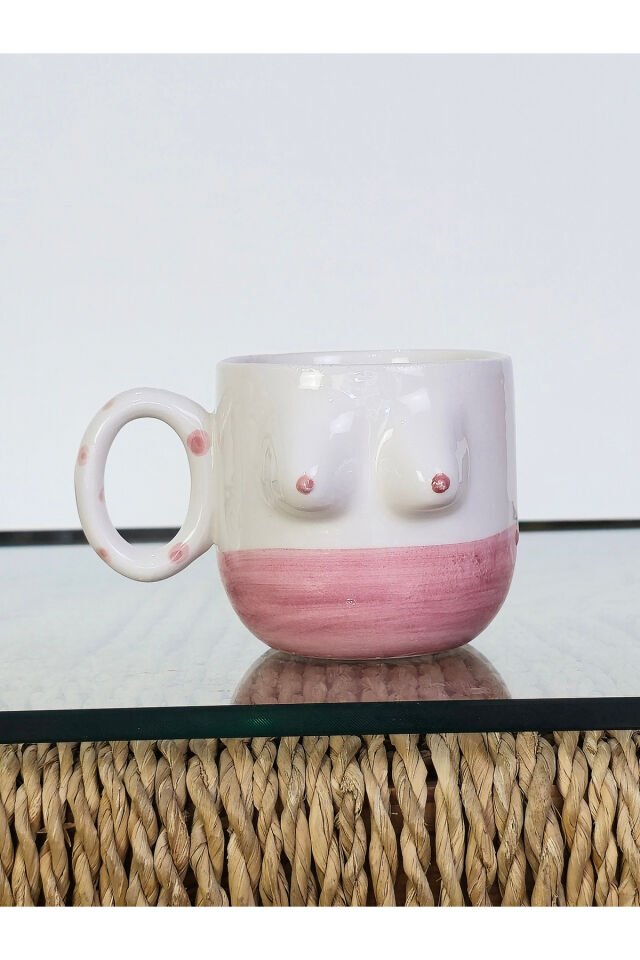 El Yapımı Seramik Kupa Kadın Memeli / Göğüslü Çay Kahve Fincanı Mug Bardak Tek Kupa
