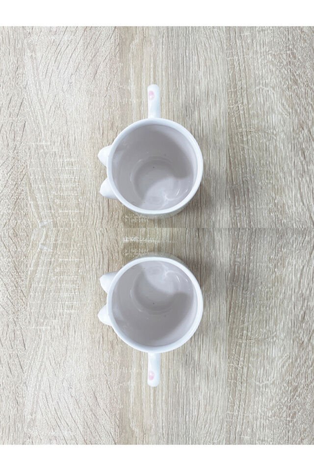 El Yapımı Seramik Kupa Kadın & Erkek / Göğüs & Göğüs Çay Kahve Fincanı 2'li Mug Bardak Pembe