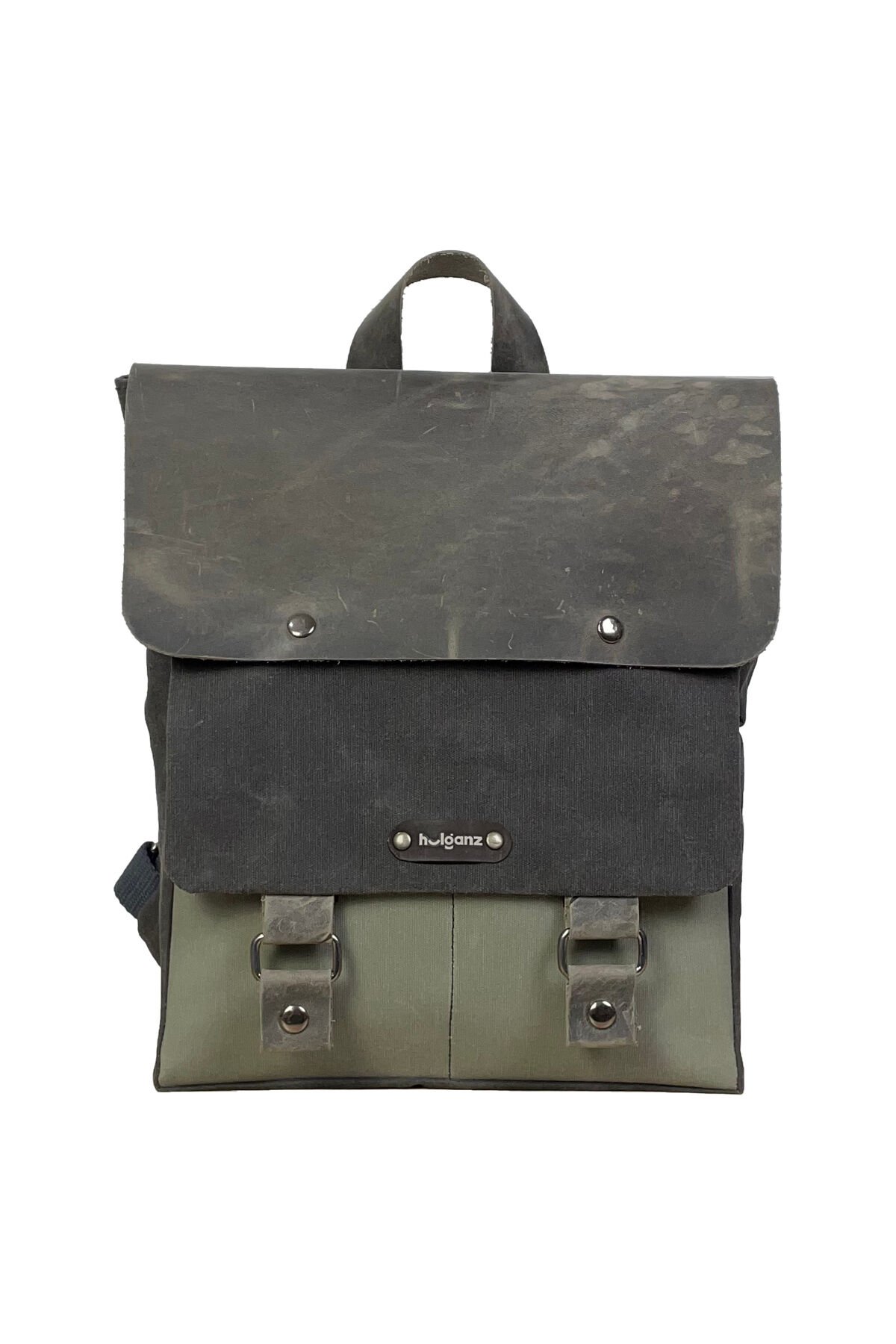 GURTA Sırt Çantası Mumlu Kanvas & Hakiki Deri El Çantası (14 inç tablet notebook) 25x31 cm Siyah