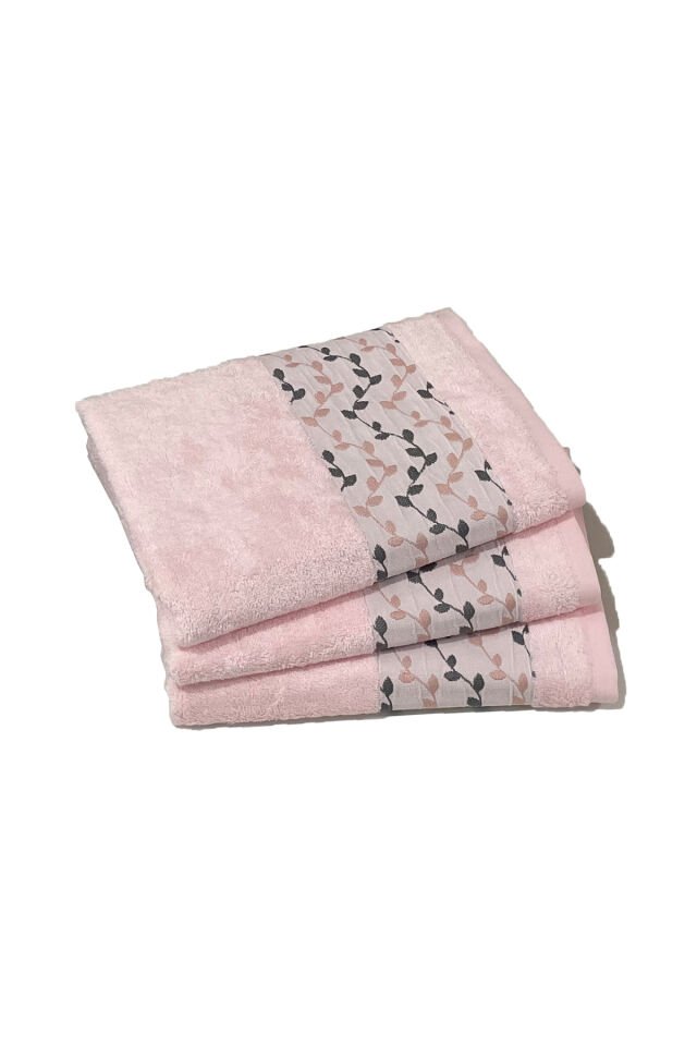 3 Adet Bambu Pamuk El Yüz Baş Havlusu 50x100cm 50x103 - Pembe 3 Adet
