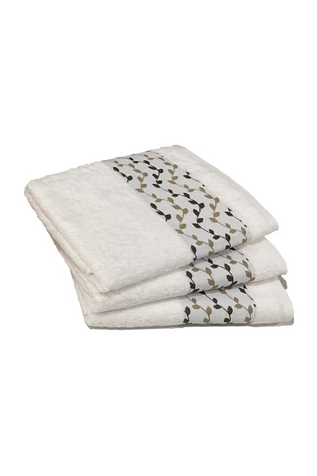 3 Adet Bambu Pamuk El Yüz Baş Havlusu 50x100cm 50x103 - Krem 3 Adet