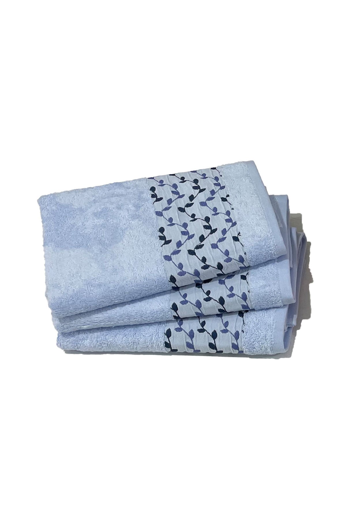3 Adet Bambu Pamuk El Yüz Baş Havlusu 50x100cm 50x103 - Mavi 3 adet