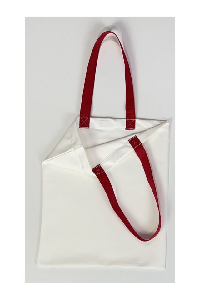 Tote Bag Bez Çanta  Clasic Cars Kırmızı Saplı Baskılı 33x40cm Ekru