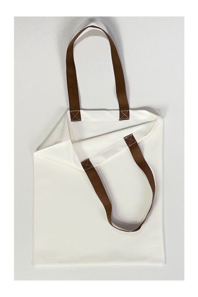 Tote Bag Bez Çanta  Orkide Taba Saplı Baskılı 33x40cm Ekru