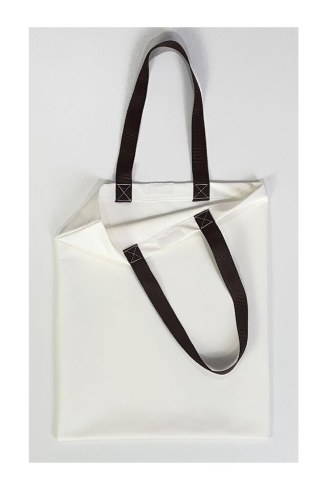 Tote Bag Bez Çanta  Kedi Ressam Kahverengi Saplı Baskılı 33x40cm Ekru