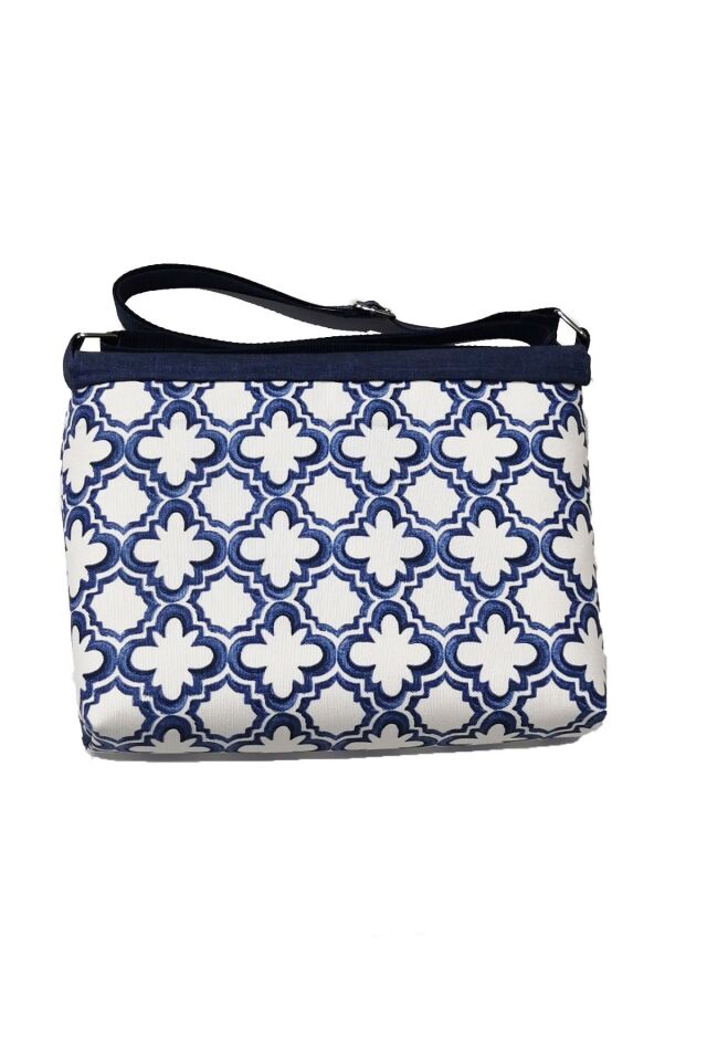 Omuz Postacı Çanta, Su itici Panama, Günlük Tablet Kitap Çantası Fermuarlı Cırtlı 6 iç bölmeli 12inç Mürekkep Mavi