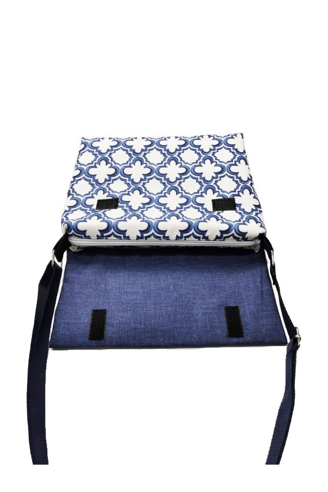 Omuz Postacı Çanta, Su itici Panama, Günlük Tablet Kitap Çantası Fermuarlı Cırtlı 6 iç bölmeli 12inç Mürekkep Mavi