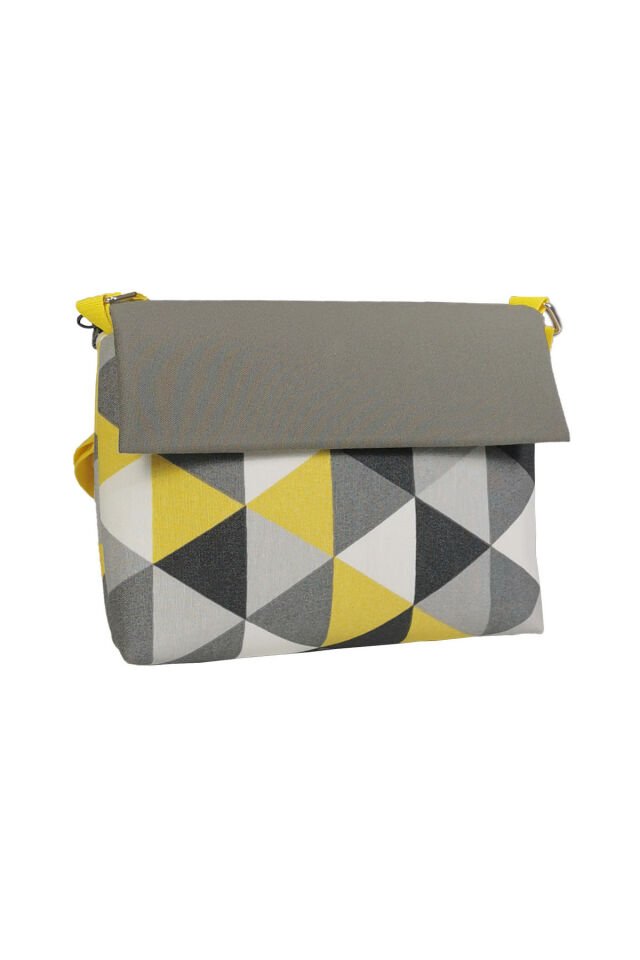 Omuz Postacı Çanta, Su itici Panama, Günlük Tablet Kitap Çantası Fermuarlı Cırtlı 6 iç bölmeli 12inç Sarı Gri