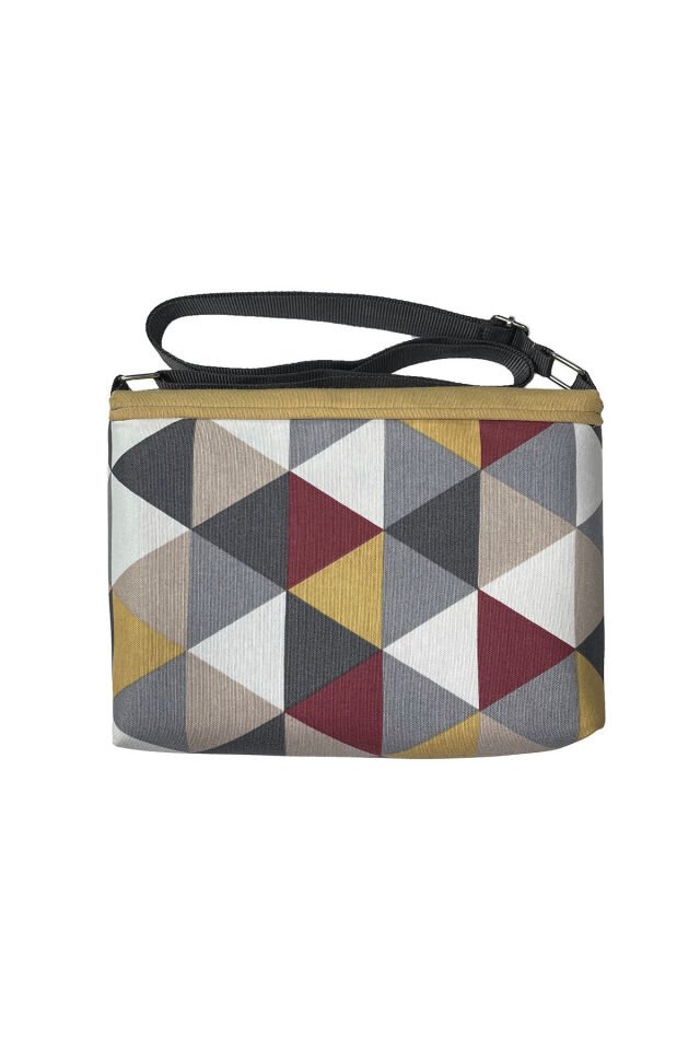 Omuz Postacı Çanta, Su itici Panama, Günlük Tablet Kitap Çantası Fermuarlı Cırtlı 6 iç bölmeli 12inç Sarı Kırmızı