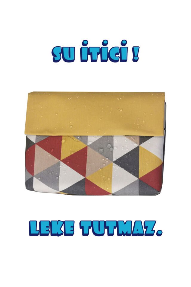 Omuz Postacı Çanta, Su itici Panama, Günlük Tablet Kitap Çantası Fermuarlı Cırtlı 6 iç bölmeli 12inç Sarı Kırmızı