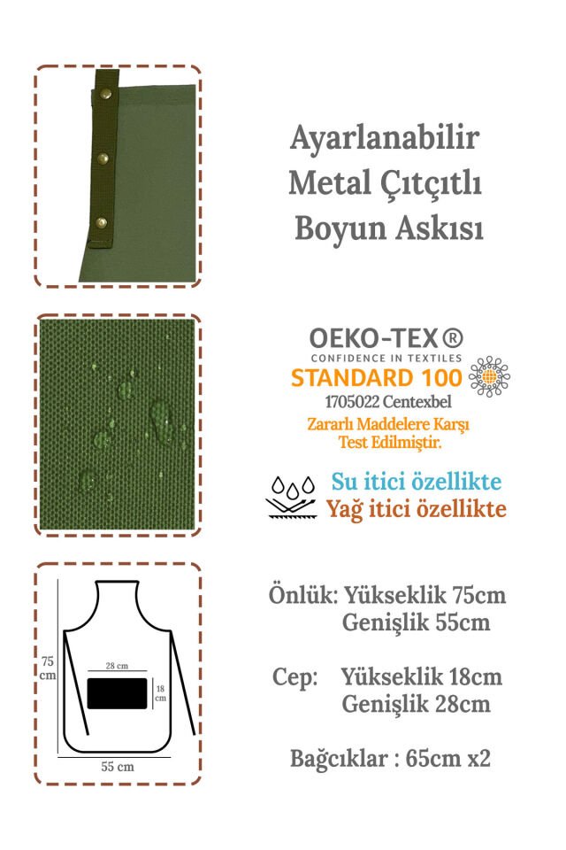 Uzun Mutfak Önlüğü Bone, Ve Tutaç / Leke Tutmaz Ve Su Itici Kaktüs Desen Önlük Seti 55 x 75 - NoColor-c5bcb4aa