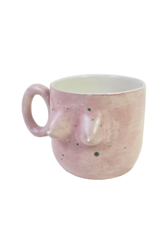 El Yapımı Seramik Artistik Sırlı Kupa Kadın Memeli / Göğüslü Çay Kahve Fincanı Mug Bardak