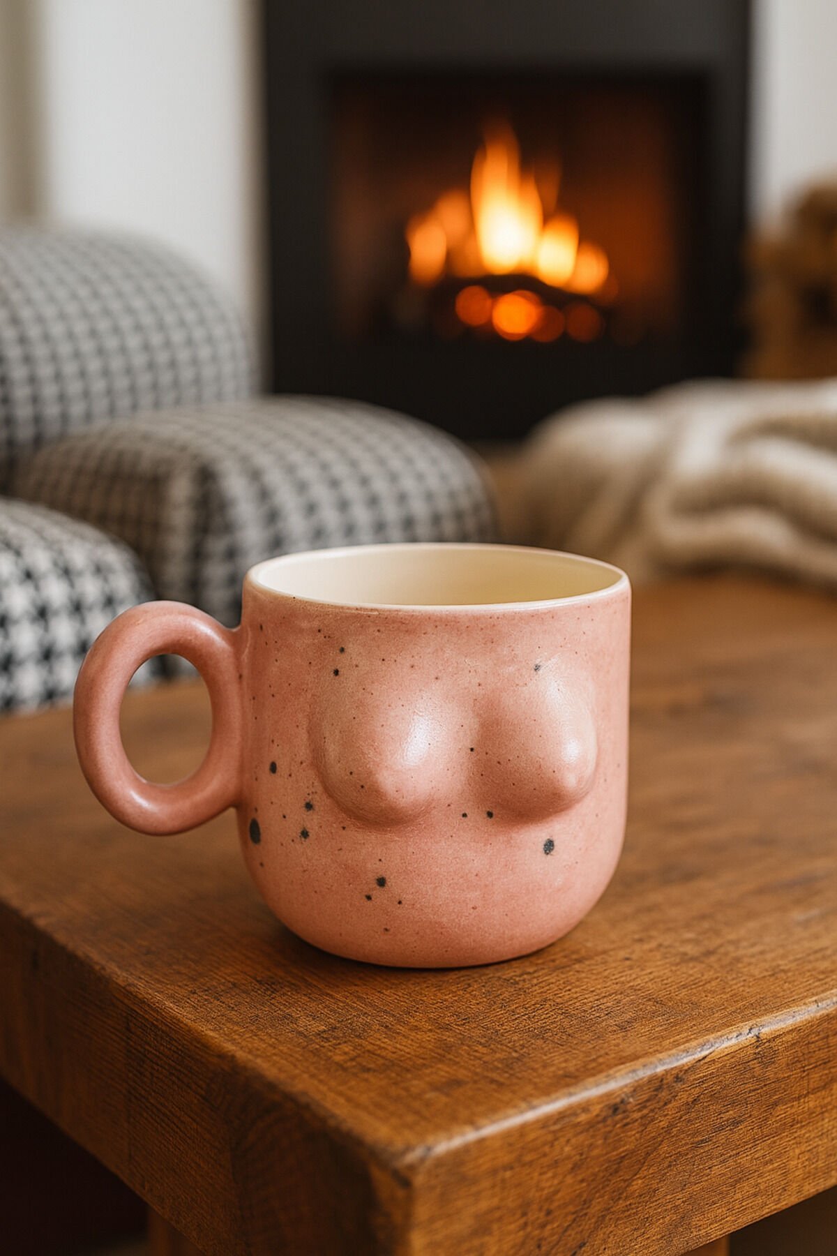 El Yapımı Seramik Artistik Sırlı Kupa Kadın Memeli / Göğüslü Çay Kahve Fincanı Mug Bardak