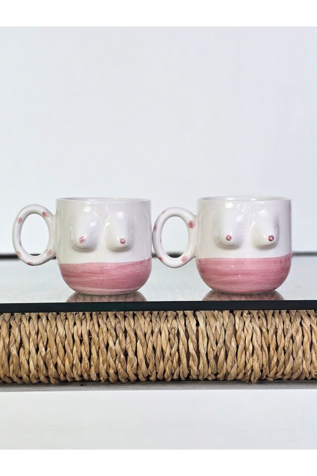 El Yapımı Seramik Kupa Kadın Memeli / Göğüslü Çay Kahve Fincanı Mug Bardak