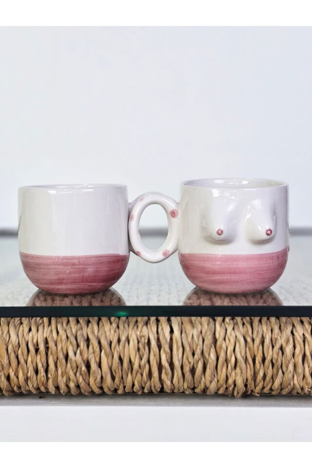 El Yapımı Seramik Kupa Kadın Memeli / Göğüslü Çay Kahve Fincanı Mug Bardak