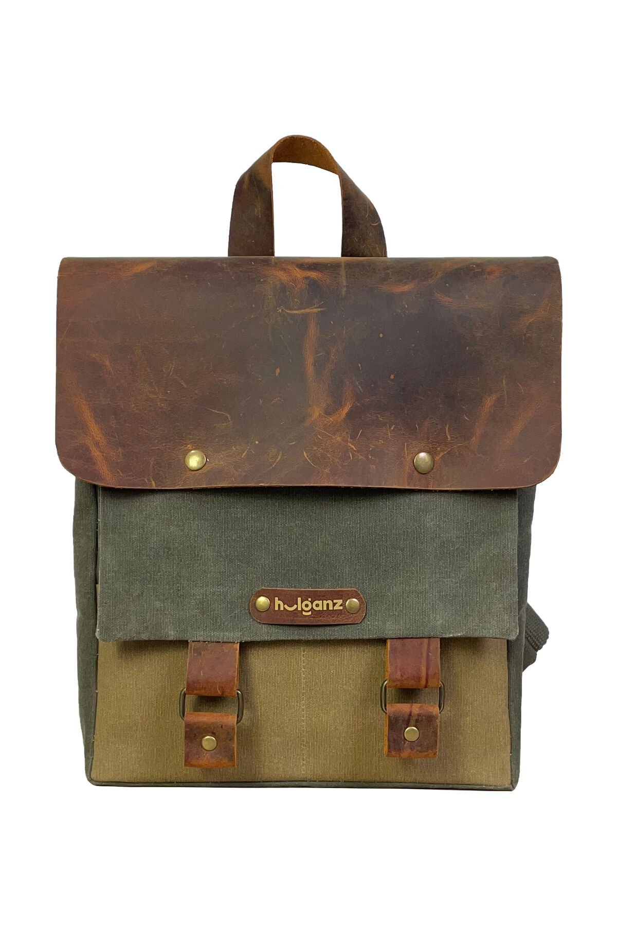 GURTA Sırt Çantası Mumlu Kanvas & Hakiki Deri El Çantası (14 inç tablet notebook) 25x31 cm