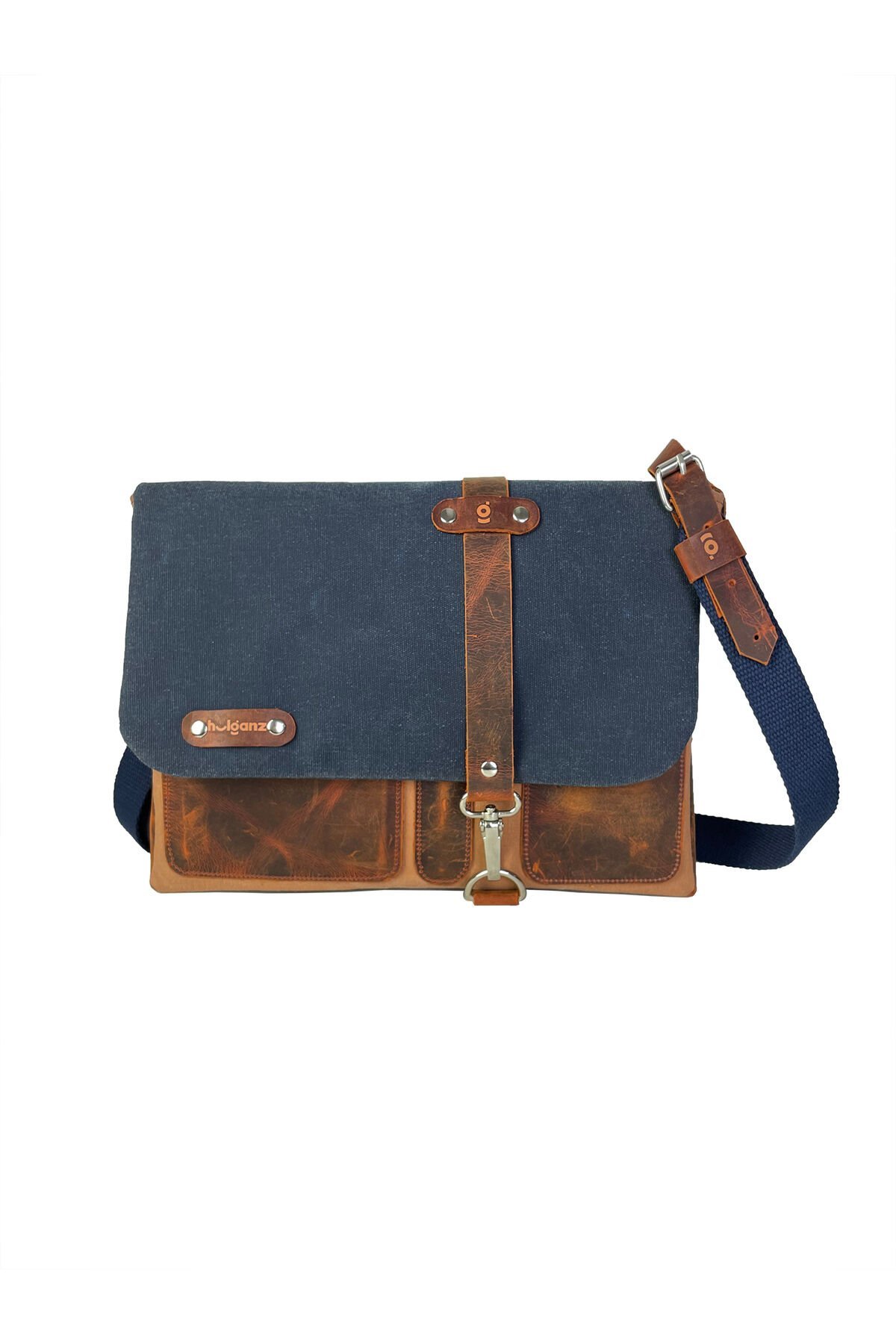 Halwara Mumlu Kanvas & Hakiki Deri Postacı Çantası (Messenger Bag) 22x31 cm / 13 inç