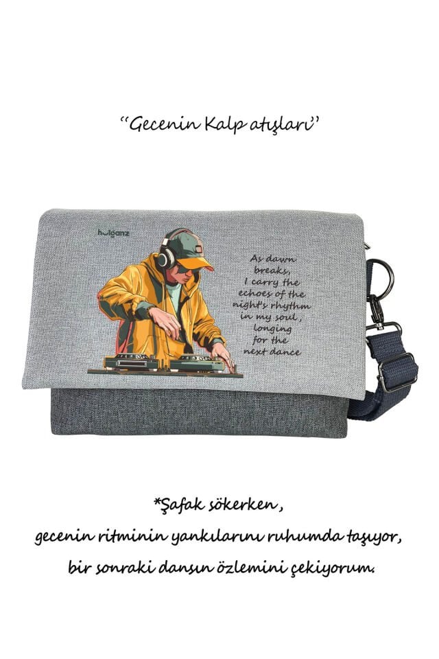 Kanvas Dokuma 26x18cm Omuz Çantası Baskılı Postacı Tipi Çapraz Çanta Su itici 7 Bölmeli DJ