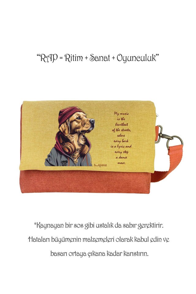 Kanvas Dokuma 26x18cm Omuz Çantası Baskılı Postacı Tipi Çapraz Çanta Su itici 7 Bölmeli Kopek