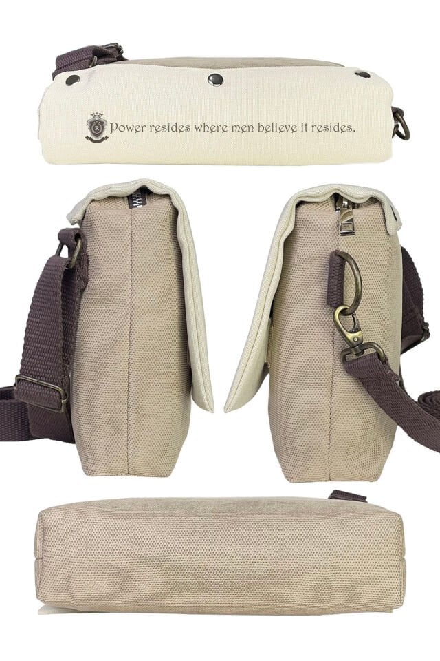 Kanvas Dokuma 26x18cm Omuz Çantası Baskılı Postacı Tipi Çapraz Çanta Su itici 7 Bölmeli Zürafa