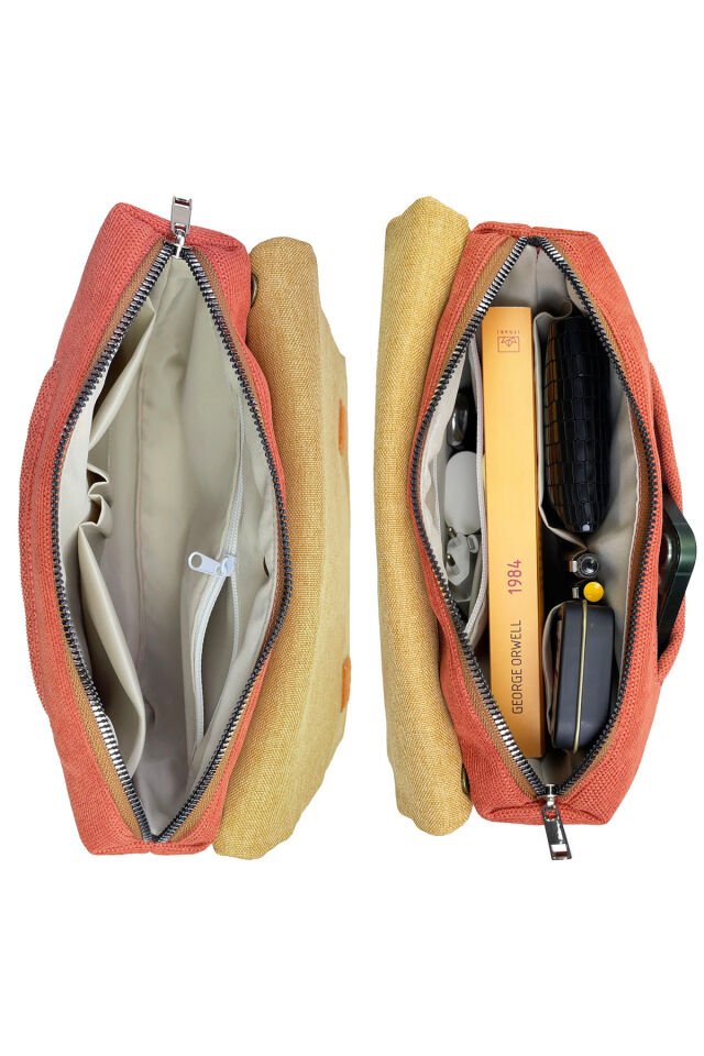 Kanvas Dokuma 26x18cm Omuz Çantası Baskılı Postacı Tipi Çapraz Çanta Su itici 7 Bölmeli Leopar