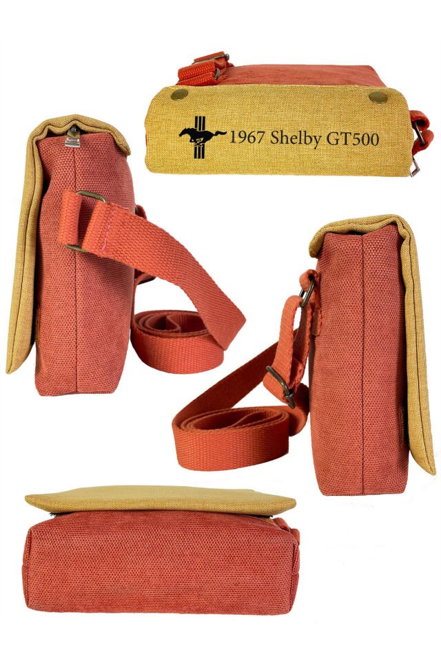 Kanvas Dokuma Postacı Çantası Baskılı Omuz Tipi Çapraz Çanta Su itici 5 Bölmeli 18x18cm Classic Cars