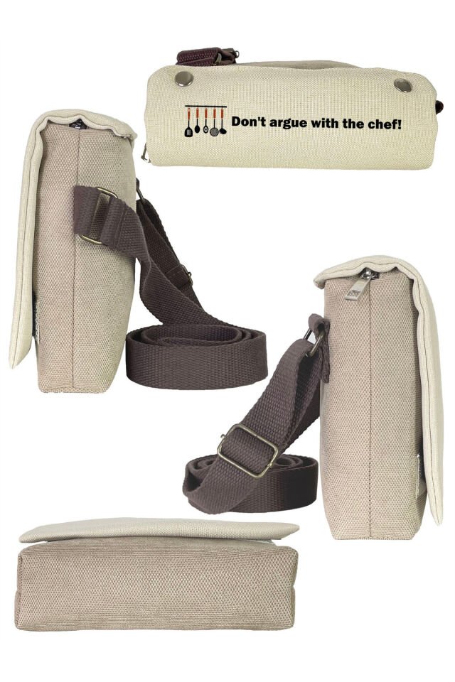 Kanvas Dokuma Postacı Çantası Baskılı Omuz Tipi Çapraz Çanta Su itici 5 Bölmeli 18x18cm Ahçı