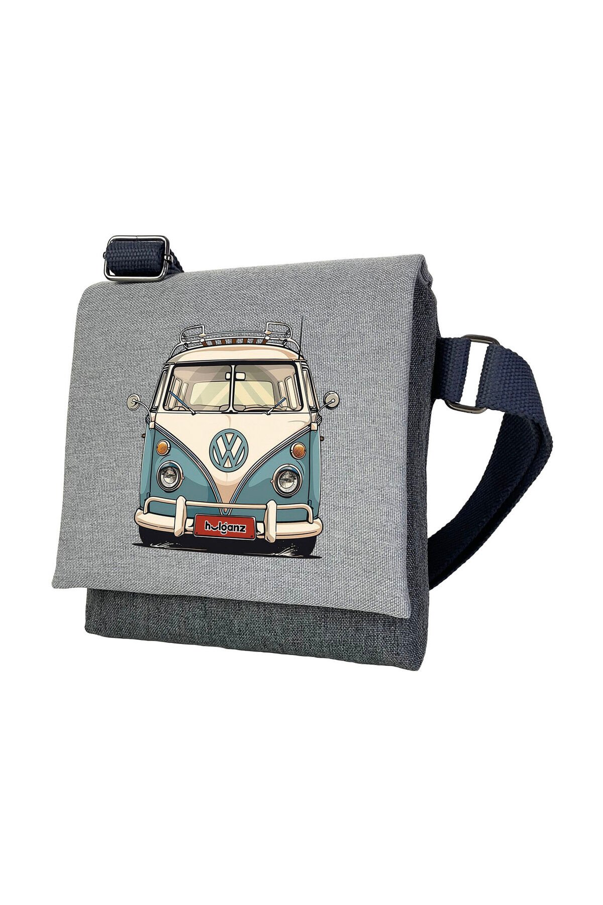 Kanvas Dokuma Postacı Çantası Baskılı Omuz Tipi Çapraz Çanta Su itici 5 Bölmeli 18x18cm Classic Cars