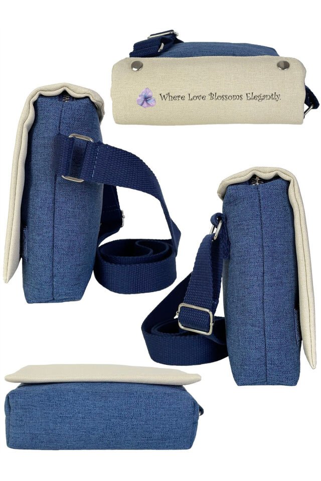 Kanvas Dokuma Postacı Çantası Baskılı Omuz Tipi Çapraz Çanta Su itici 5 Bölmeli 18x18cm Ortanca