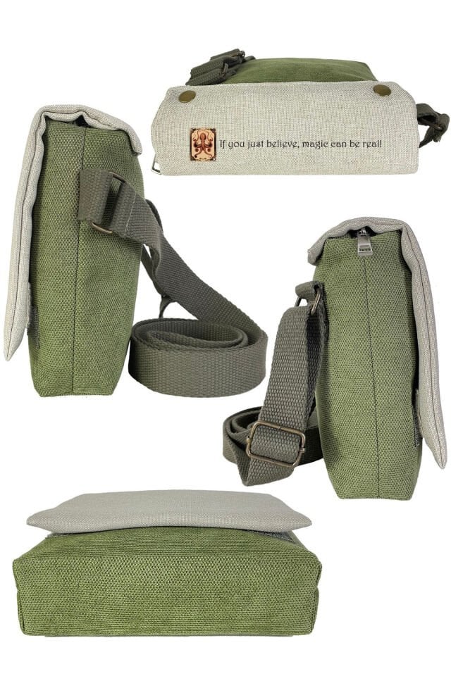 Kanvas Dokuma Postacı Çantası Baskılı Omuz Tipi Çapraz Çanta Su itici 5 Bölmeli 18x18cm Sihirbaz