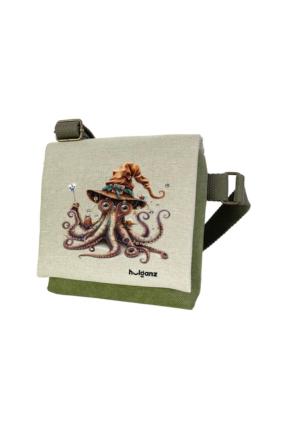 Kanvas Dokuma Postacı Çantası Baskılı Omuz Tipi Çapraz Çanta Su itici 5 Bölmeli 18x18cm Sihirbaz