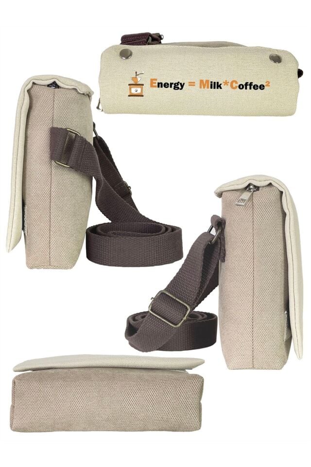 Kanvas Dokuma Postacı Çantası Baskılı Omuz Tipi Çapraz Çanta Su itici 5 Bölmeli 18x18cm Barista